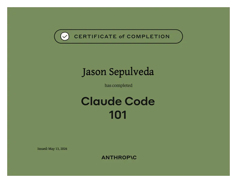 Claude Code 101 certificate — Anthropic