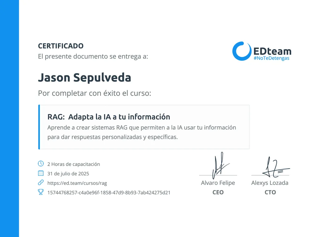 Ruta de RAG certificate — EDteam
