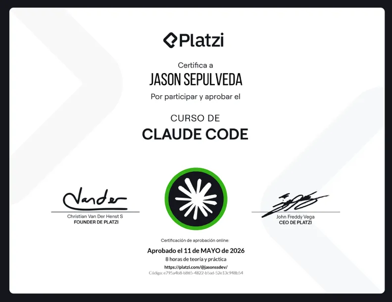 Claude Code certificate — Platzi
