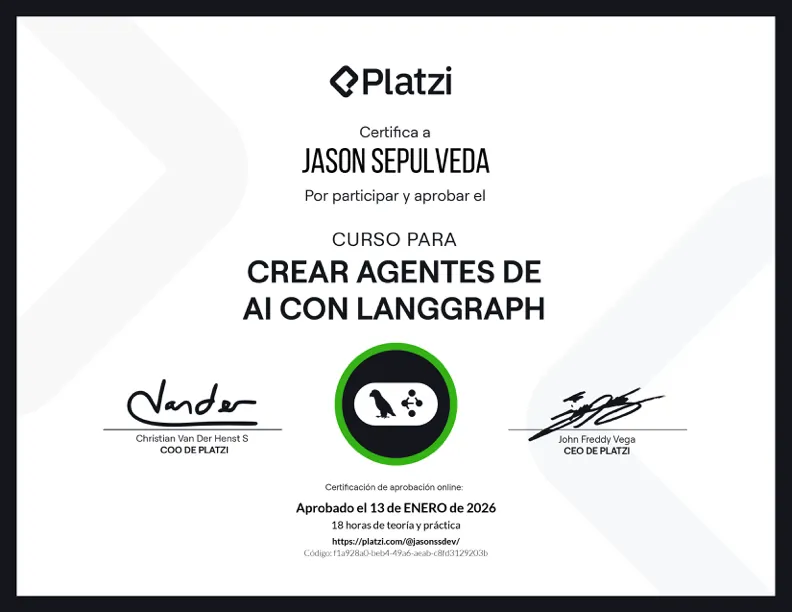 LangGraph certificate — Platzi