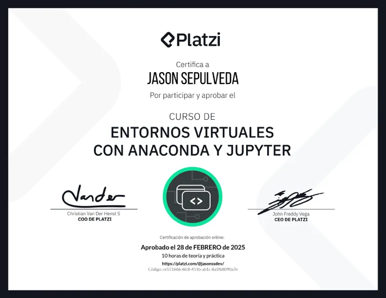 Anaconda and Jupyter certificate — Platzi